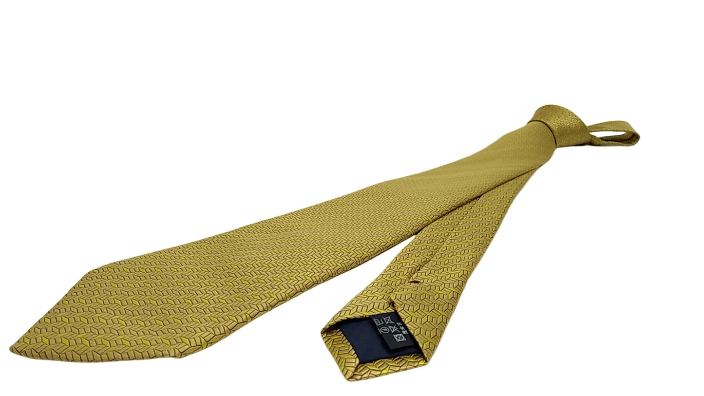 Kyoto Nishijin-ori tie(Hishimon-sama) -Yellow gold-