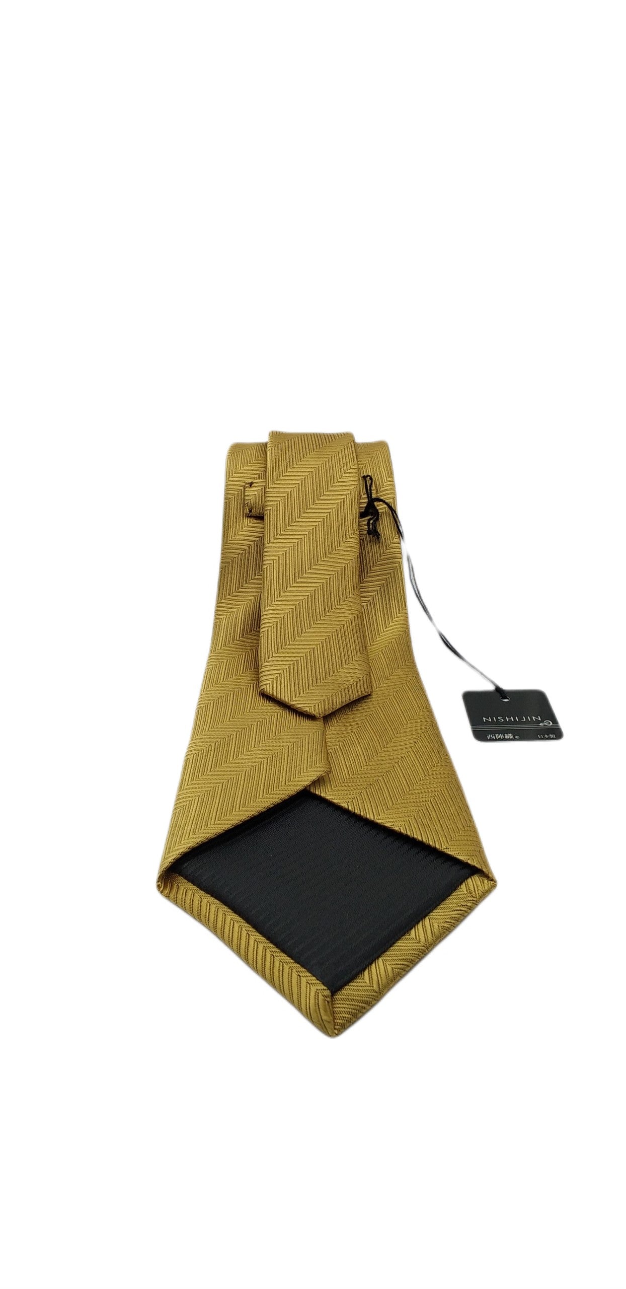 Kyoto Nishijin-ori tie(Herring bone) -Yellow-